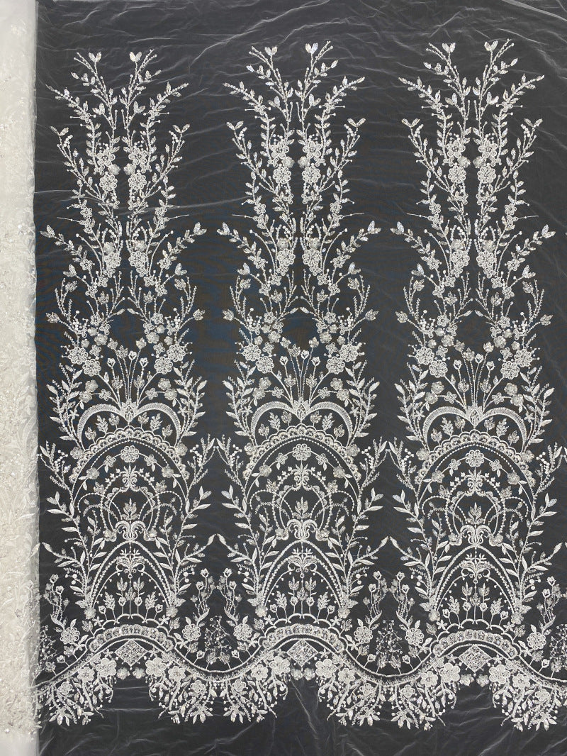 Sequin & Bubble-Bead Embroidered Bridal Fabric – Design 43007 — fabric photo 6