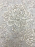 Silver Bead and Crystal Sequin Embroidery Fabric — fabric photo 5