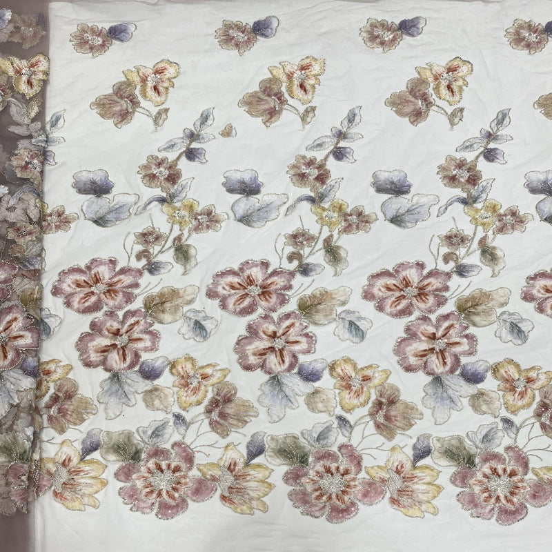 Printed Ribbon Bugle Bead Sequin Fabric – 12173 Series — fabric photo 3