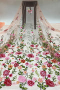 Multicolor Small-Floral Thread Embroidered Fabric — fabric photo 6