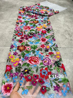Multicolor Flat Embroidery & Sequin Fabric