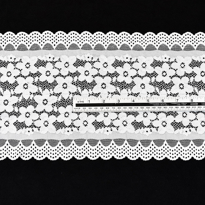 Five-Petal Floral Textured Stretch Nylon-Spandex Lace Trim 18.5 cm — fabric photo 3
