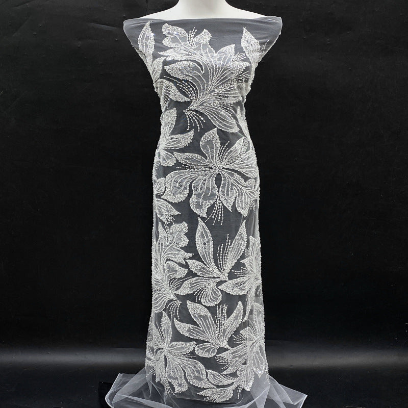 Laser-Cut Lace with Double Beads and Sequin Embroidery — fabric photo 2