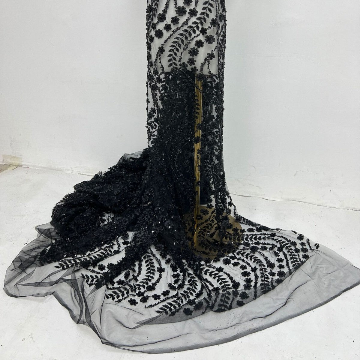 Bugle Bead & Seed Bead Mesh Lace — fabric photo 4