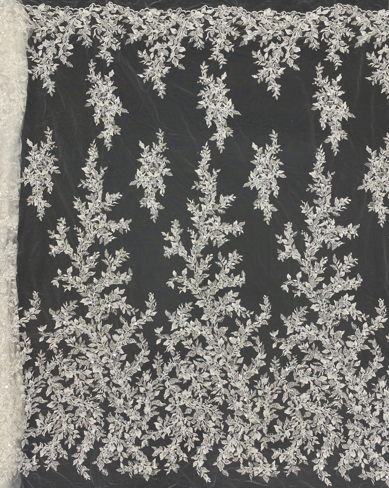 Thread Bead & 3/7mm Sequin Wedding Fabric — fabric photo 3