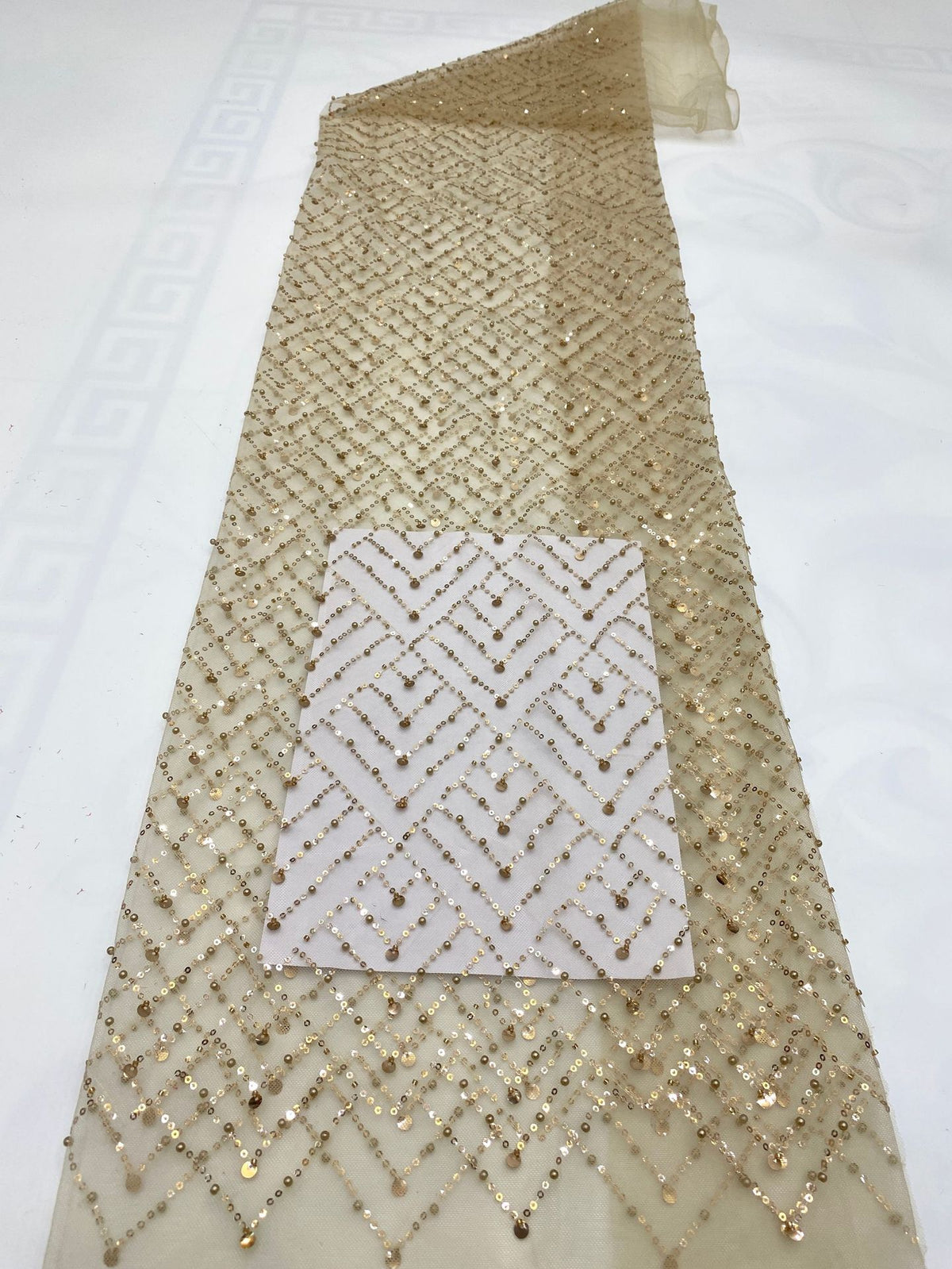 Square Bead & Sequin Embroidered Fabric — fabric photo 4