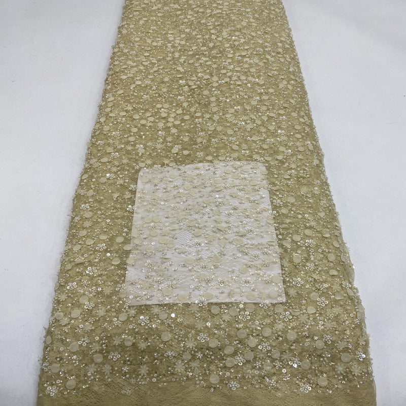 Lace-Base Raised Bead and Sequin Bridal Fabric — fabric photo 5