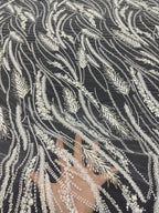 Feather-Style Foam Bead & Sequin Embroidery Fabric — fabric photo 2