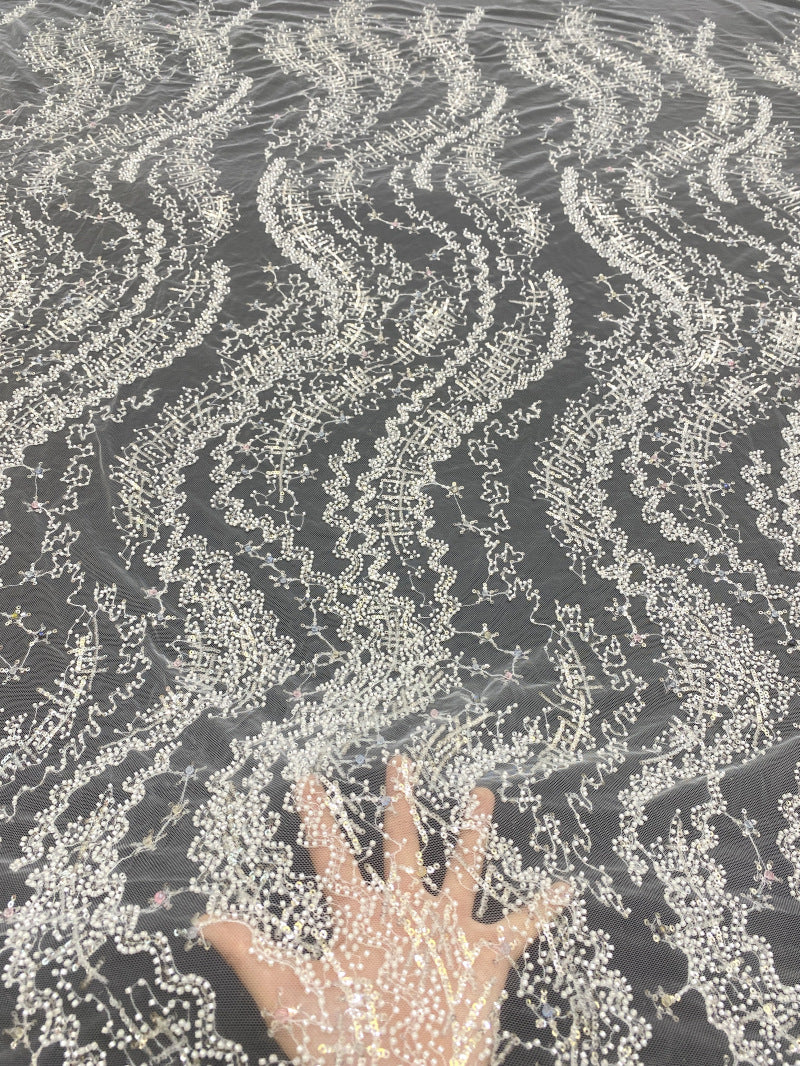 Sequin Embroidered Bridal Fabric – Design 64287 — fabric photo 4
