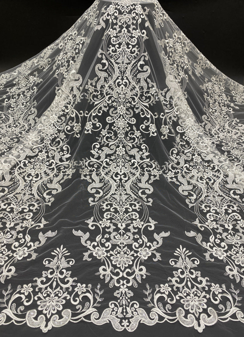 Sequin Embroidered Bridal Fabric – Design 93663 — fabric photo 6