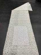 Lace-Base Raised Bead and Sequin Embroidered Fabric — fabric photo 6