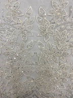 White Core & Foam Bead 3/4mm Sequin Bridal Fabric — fabric photo 5
