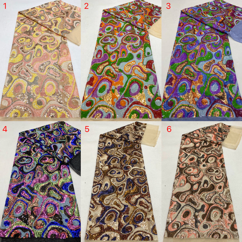 Warm-Color 3 mm Mixed Sequin Embroidered Fabric — fabric photo 2