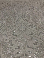 Vintage Silver Bead & 3/4 mm Crystal Sequin Fabric — fabric photo 2