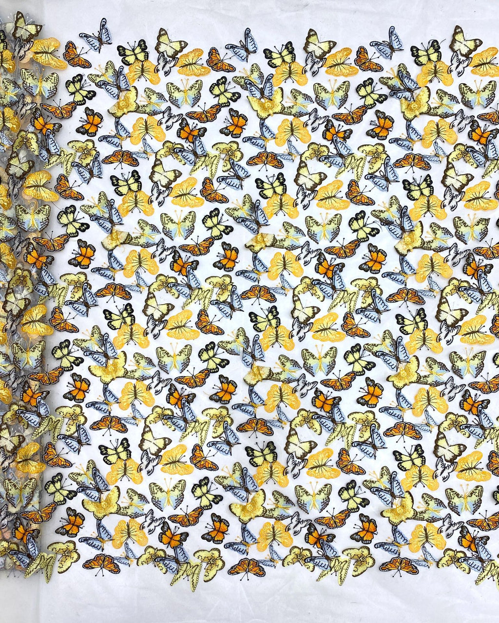 3D Butterfly Multicolor Embroidered Appliqué Fabric — fabric photo 6