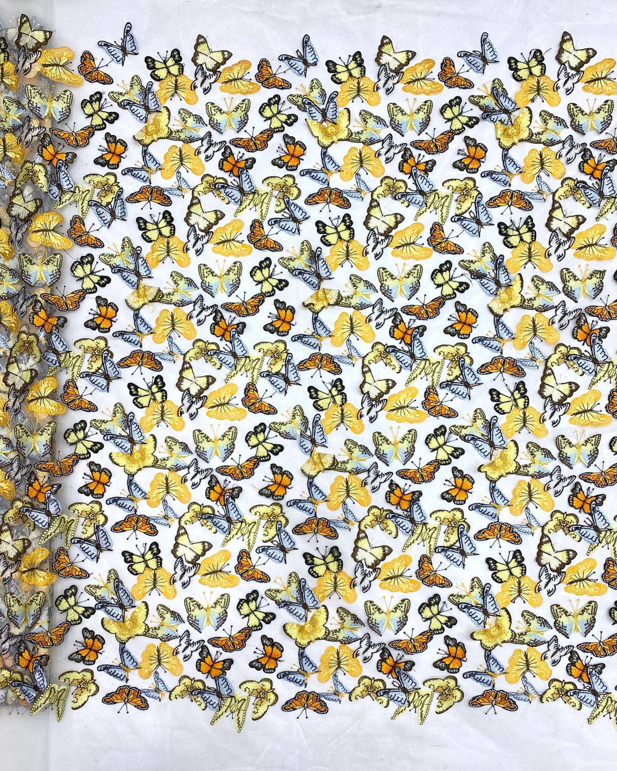 3D Butterfly Multicolor Embroidered Appliqué Fabric — fabric photo 6