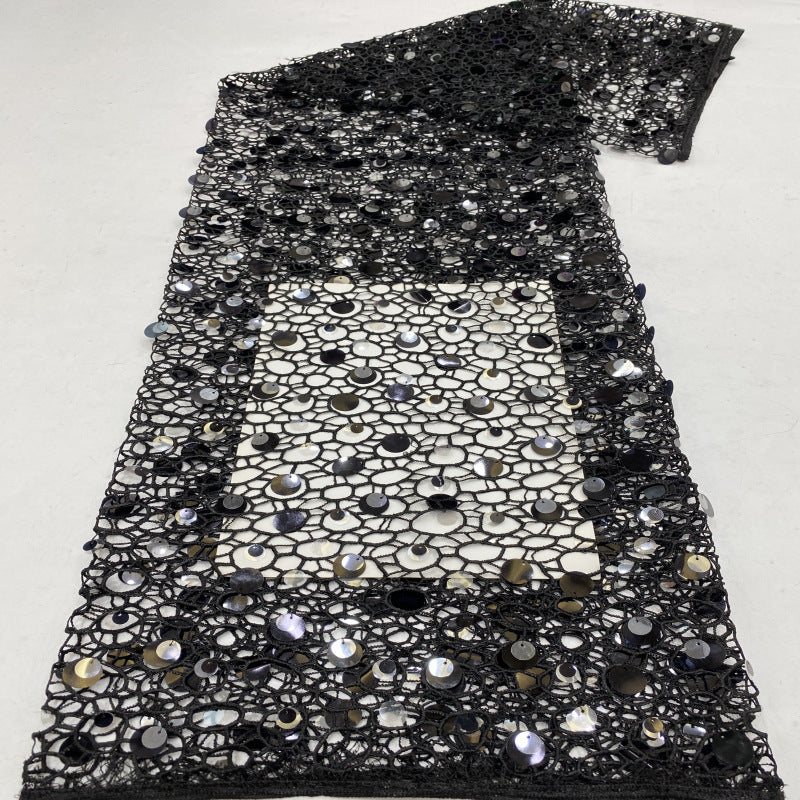 9/12/18 mm Sequin Embroidered Guipure Lace Fabric — fabric photo 4