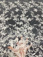 Star Motif Foam Bead Sequin Embroidery Fabric — fabric photo 2