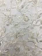 Star Motif Foam Bead Sequin Embroidery Fabric — fabric photo 5