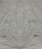 Large Floral Beaded Fabric with 3/4 mm Crystal Sequins — fabric photo 3