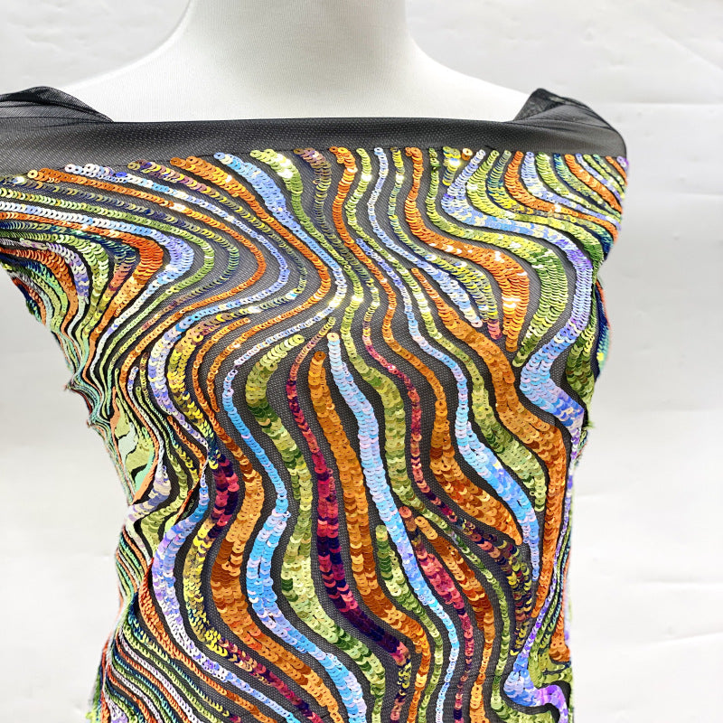 Heavy 3–5mm Iridescent Sequin Embroidered Fabric