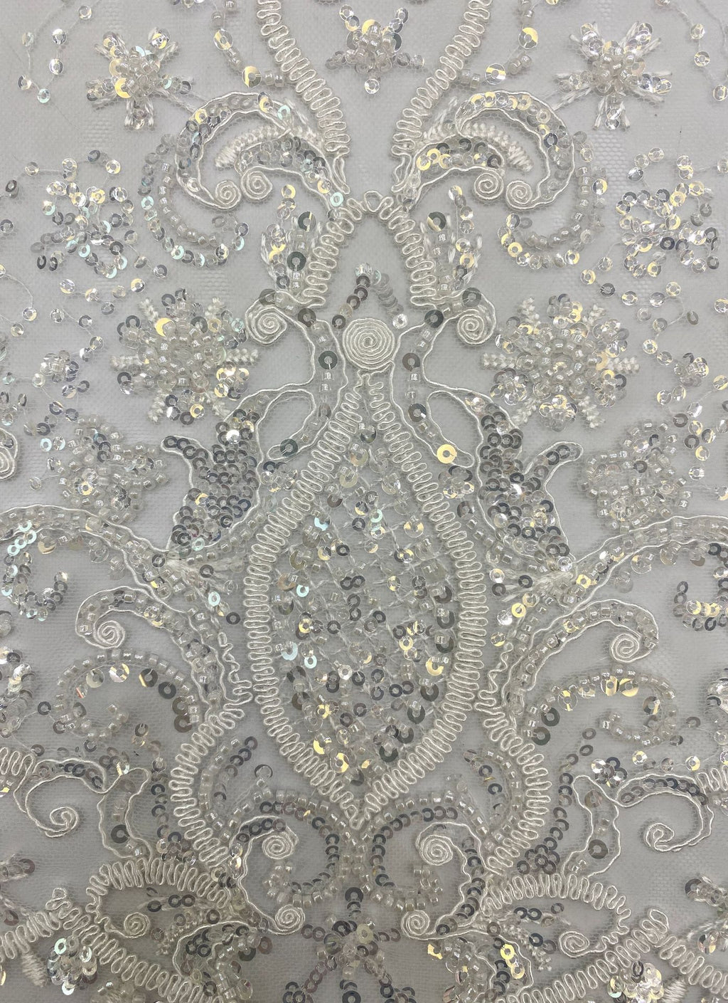 Sequin & Cordwork Embroidered Bridal Fabric – Design 67615 — fabric photo 5