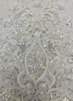 Sequin & Cordwork Embroidered Bridal Fabric – Design 67615 — fabric photo 5