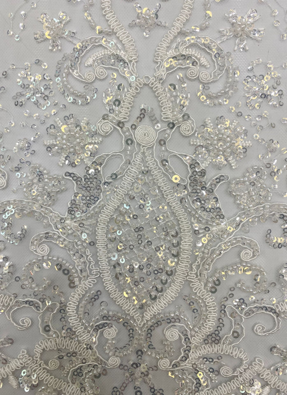 Sequin & Cordwork Embroidered Bridal Fabric – Design 67615 — fabric photo 5