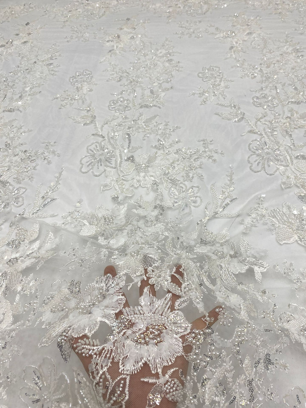 Bugle Bead with 3/7mm Sequin Embroidery Fabric — fabric photo 4