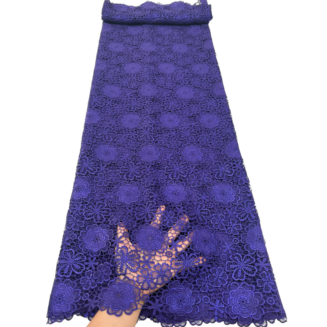 Gold-Print Floral Water-Soluble Cutwork Lace – Per Yard — fabric photo 5