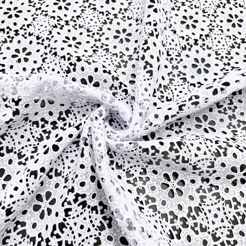 Small Floral Embroidered Guipure Lace Fabric — fabric photo 2