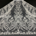 3D 3/4 mm Sequin & Bubble-Bead Embroidered Bridal Fabric