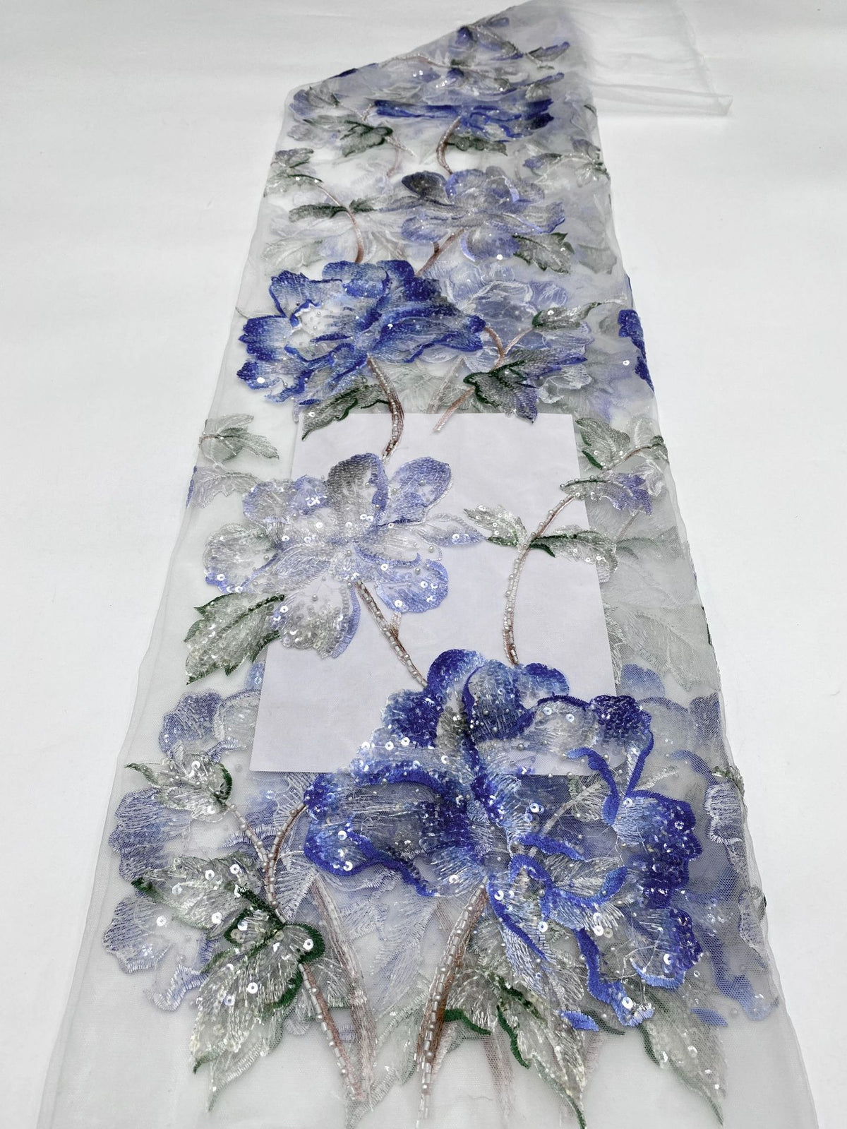 Botanical Sequin & Bugle-Bead Embroidered Bridal Fabric – Design 09759 — fabric photo 6
