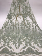 3D Sequin & Cordwork Embroidered Bridal Fabric — fabric photo 5