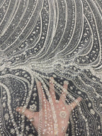 Crystal-Look Sequin & Bubble-Bead Embroidered Bridal Fabric – Design 09407 — fabric photo 4