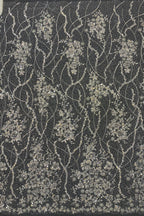 2/3/5 mm Crystal-Look Sequin & Silver-Bead Embroidered Bridal Fabric — fabric photo 4