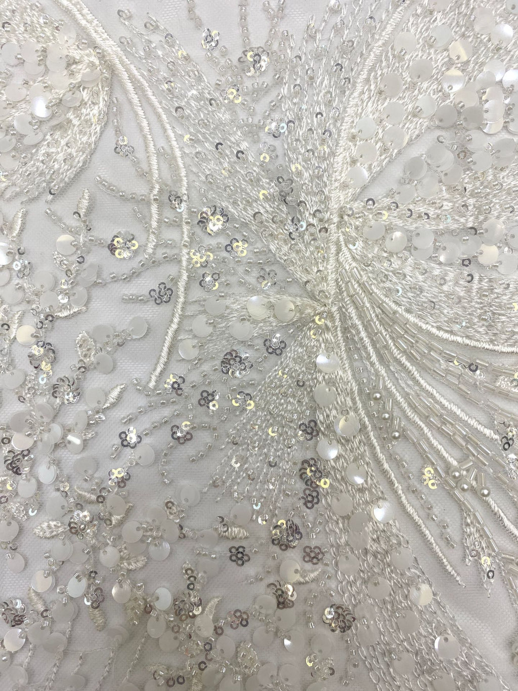 Bugle Bead & 3/7mm Sequin Embroidered Fabric — fabric photo 5