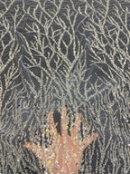 3/7 mm Sequin & Silver-Bead Embroidered Bridal Fabric – Design 46655 — fabric photo 6