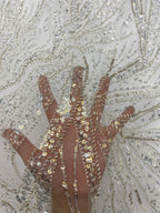 Bugle Bead & 3/5mm Sequin Bridal Fabric — fabric photo 5
