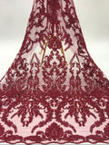 3D Sequin & Cordwork Embroidered Bridal Fabric — fabric photo 6