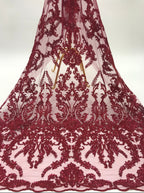 3D Sequin & Cordwork Embroidered Bridal Fabric — fabric photo 6