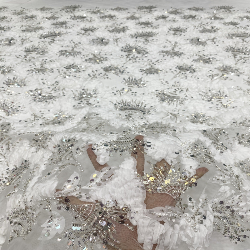 Heavy Sequin & Bugle-Bead Embroidered Bridal Fabric – Design 17087 — fabric photo 5