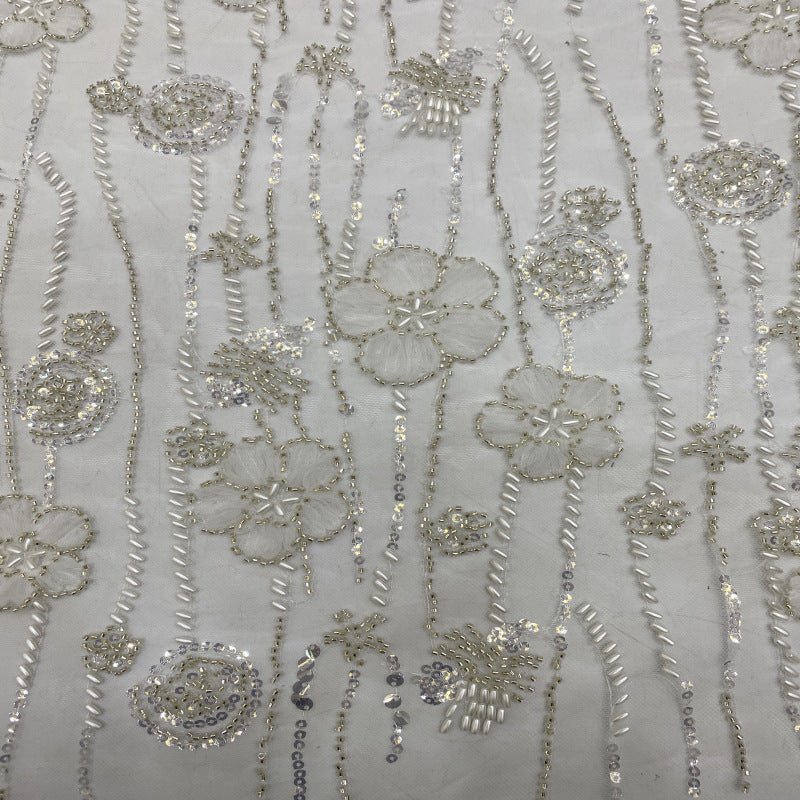 Sequin & Bubble-Bead Embroidered Bridal Fabric – Design 18431 — fabric photo 5