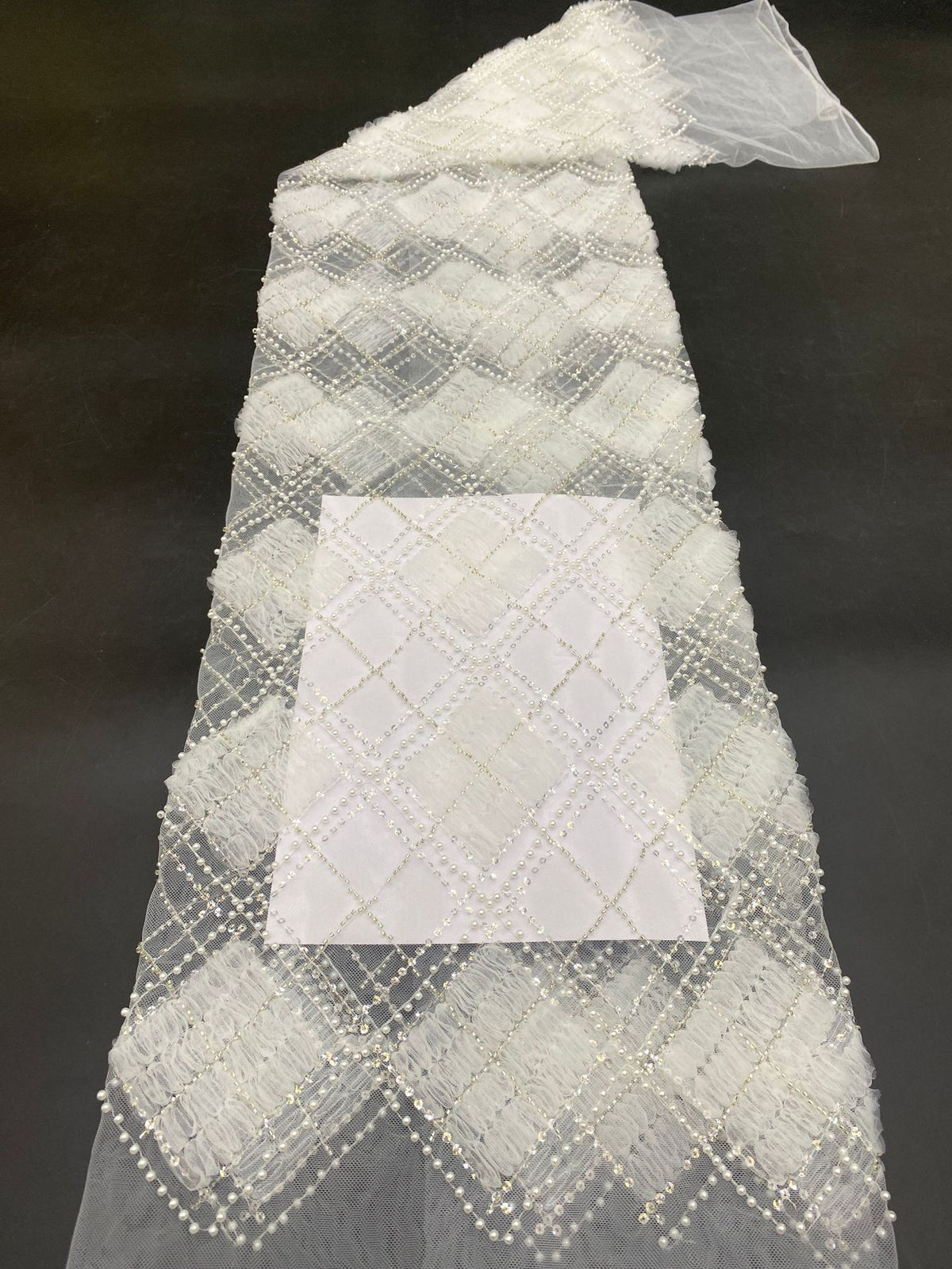 Grid Disc, Foam Bead & Sequin Embroidered Fabric — fabric photo 6