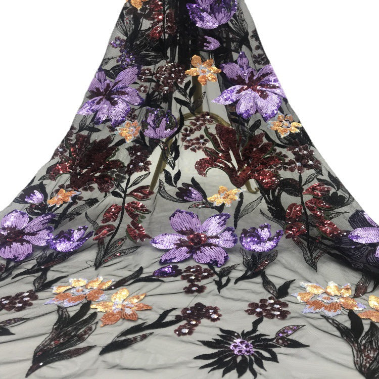 Classic Multicolor Sequin Embroidered Fabric for Qipao — fabric photo 4