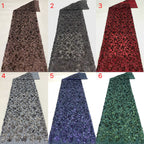 Textured Yarn Leaf Sequin Embroidery Fabric — fabric photo 2