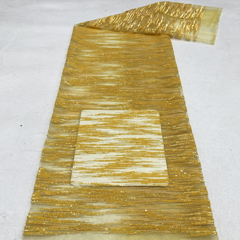 Layered 2 mm Crystal Sequin Embroidered Mesh Fabric — fabric photo 5