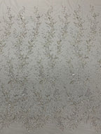 Heavy 3D Sequin & Triple-Bead Embroidered Bridal Fabric — fabric photo 5