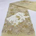 Sequin & Bugle-Bead Embroidered Bridal Fabric – Design 57727 — fabric photo 4