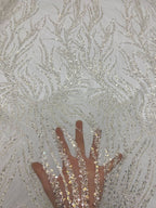 Botanical Crystal-Look Sequin Embroidered Bridal Fabric — fabric photo 2
